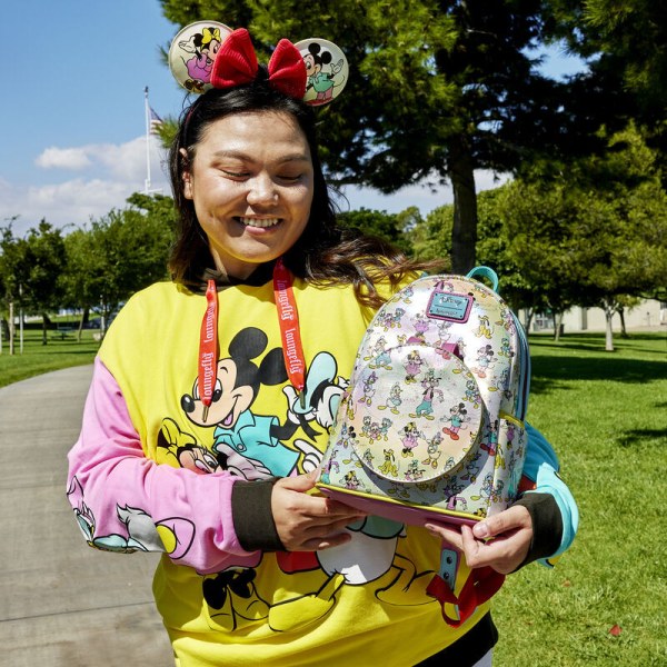 MINI MOCHILA Disney 100 Mickey y sus Amigos Iridiscentes con Diadema - DISNEY LOUNGEFLY