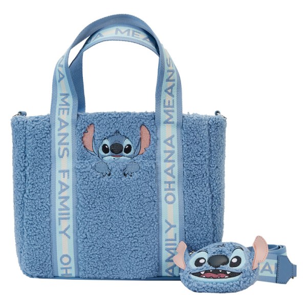 Bolso Tote Stitch en felpa Sherpa con billetera - DISNEY LOUNGEFLY