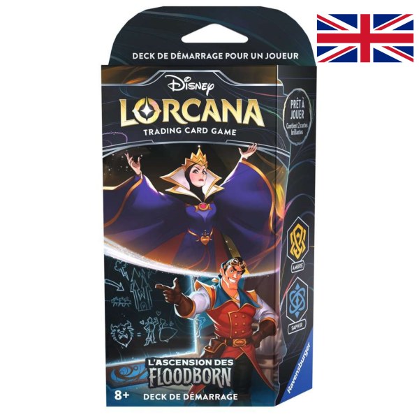 Mazo de inicio Ámbar y Zafiro (idioma inglés) Disney Lorcana Rise of the Floodborn