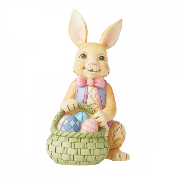 MINI FIGURA CONEJITO CON CESTA DE PASCUA - JIM SHORE HEARTWOOD CREEK