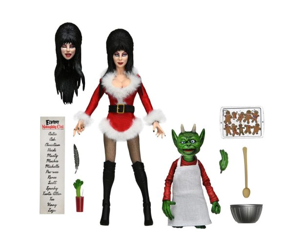 Figura Elvira, Señora de la Oscuridad eVestida Navidad muy aterradora Elvira 20 cm