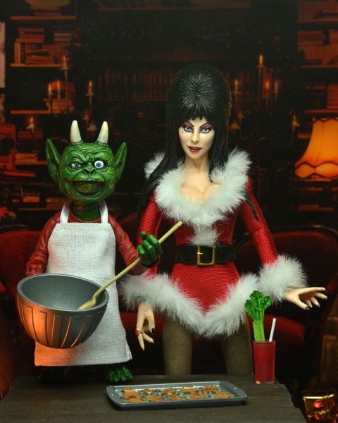 Figura Elvira, Señora de la Oscuridad eVestida Navidad muy aterradora Elvira 20 cm