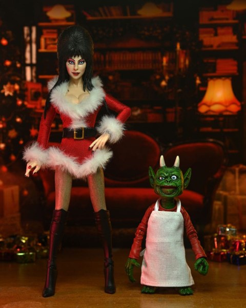 Figura Elvira, Señora de la Oscuridad eVestida Navidad muy aterradora Elvira 20 cm