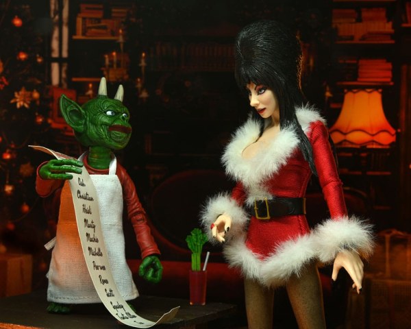 Figura Elvira, Señora de la Oscuridad eVestida Navidad muy aterradora Elvira 20 cm