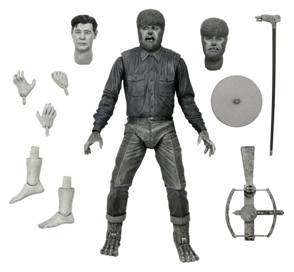 Figura Universal Monsters Ultimate El Hombre Lobo (Blanco y Negro) 18 cm