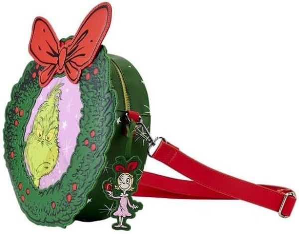 DR SEUSS GRINCH bandolera con figura de corona navidad - DISNEY LOUNGEFLY
