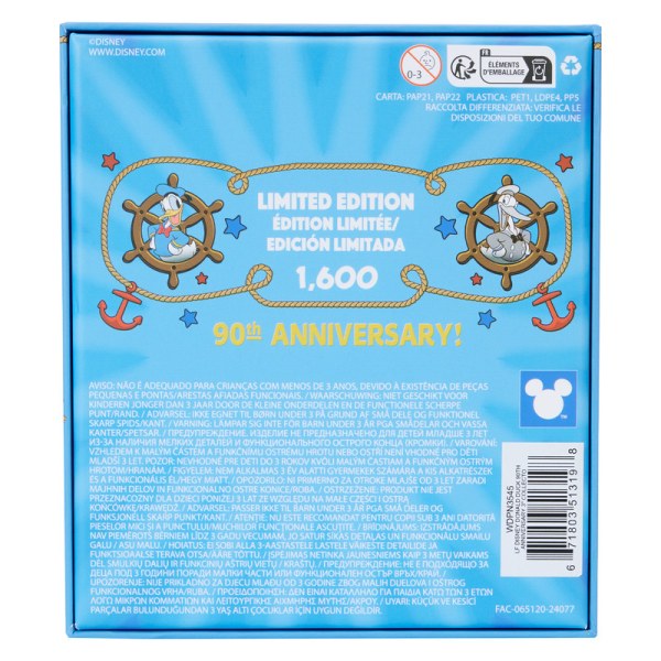 Pin lenticular de caja de coleccionista del 90.º aniversario del Donald Pato - DISNEY LOUNGEFLY