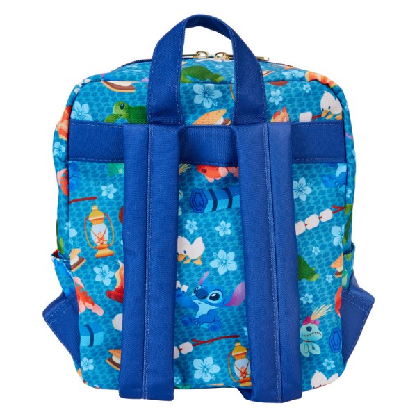 Mini Mochila cuadrada de nailon con estampado integral Stitch Camping Cuties - DISNEY LOUNGEFLY