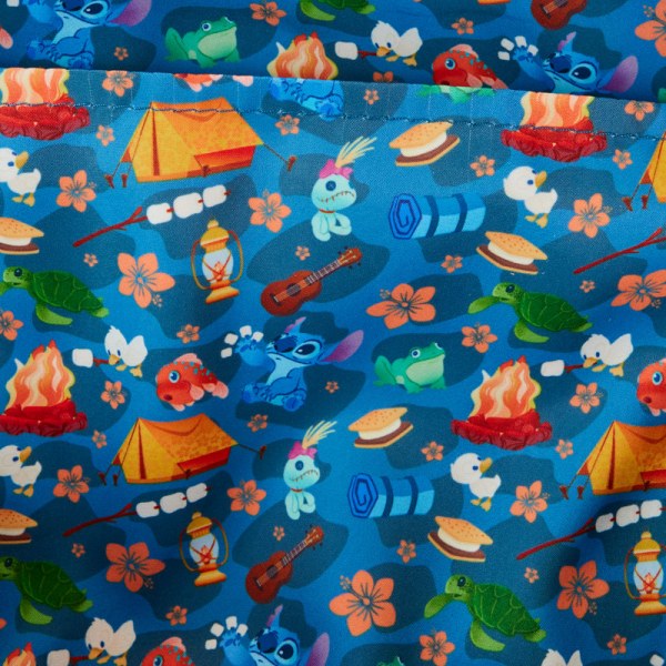 Mini Mochila cuadrada de nailon con estampado integral Stitch Camping Cuties - DISNEY LOUNGEFLY
