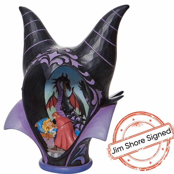 DIORAMA DEL TOCADO DE MALÉFICA [FIRMADO POR JIM SHORE] - DISNEY TRADITIONS