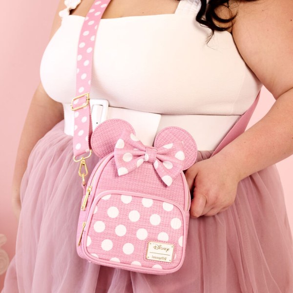 Mini Mochilas convertible con textura tejida de Minnie y Bolso Bandolera - DISNEY LOUNGEFLY