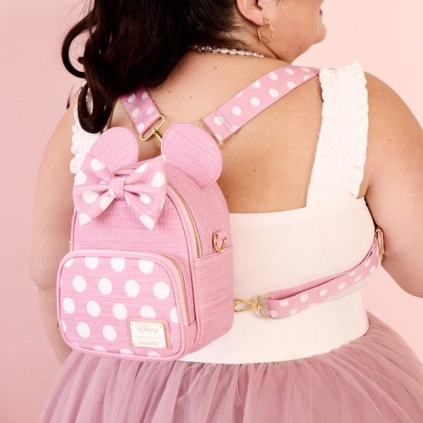 Mini Mochilas convertible con textura tejida de Minnie y Bolso Bandolera - DISNEY LOUNGEFLY