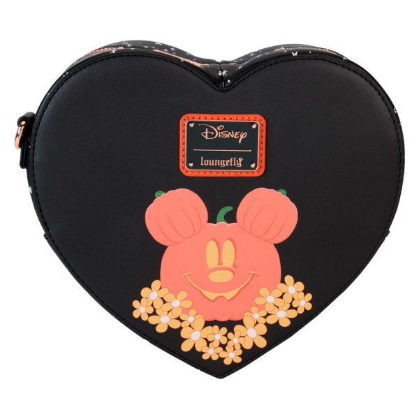 Bolso Bandolera con forma de corazón y diseño de fantasmas y flores de Mickey y Minnie - DISNEY LOUNGEFLY