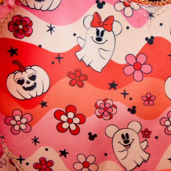 Bolso Bandolera con forma de corazón y diseño de fantasmas y flores de Mickey y Minnie - DISNEY LOUNGEFLY