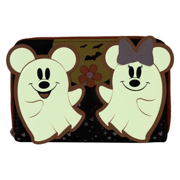 Cartera con diseño floral de Mickey y Minnie con efecto fantasma - DISNEY LOUNGEFLY