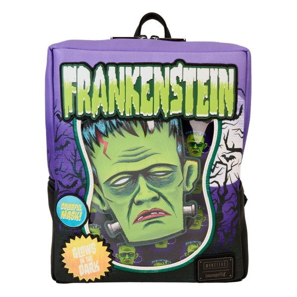 Mini mochilas Frankenstein máscara neón  - Loungefly Universal Monsters