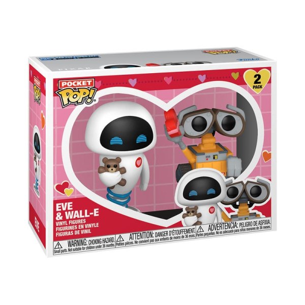 Pack 2 figuras POP de bolsillo de Wall-E. Vinilo San Valentín 4 cm