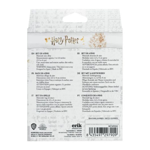 SET DE 4 PINS DE LAS CASAS DE HOGWARTS - HARRY POTTER