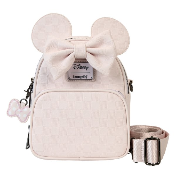 mini mochila y bolso bandolera con textura de cuadros de Minnie Mouse - DISNEY LOUNGEFLY