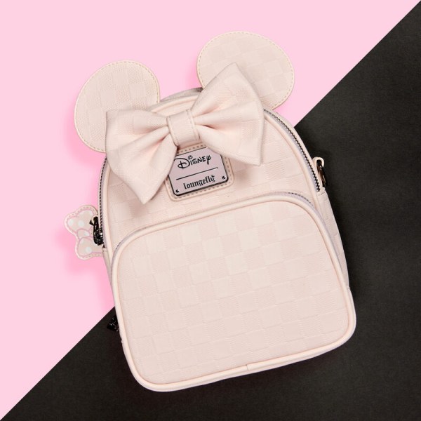 mini mochila y bolso bandolera con textura de cuadros de Minnie Mouse - DISNEY LOUNGEFLY