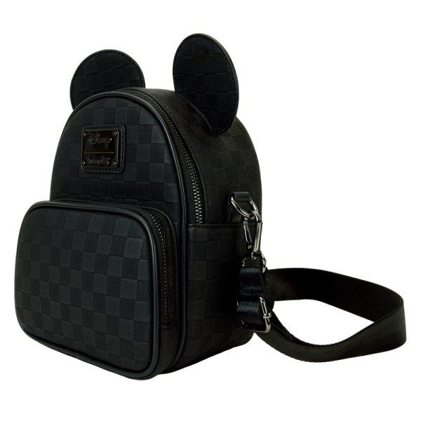mini mochila convertible y bolso bandolera con textura de cuadros de Mickey Mouse - DISNEY LOUNGEFLY
