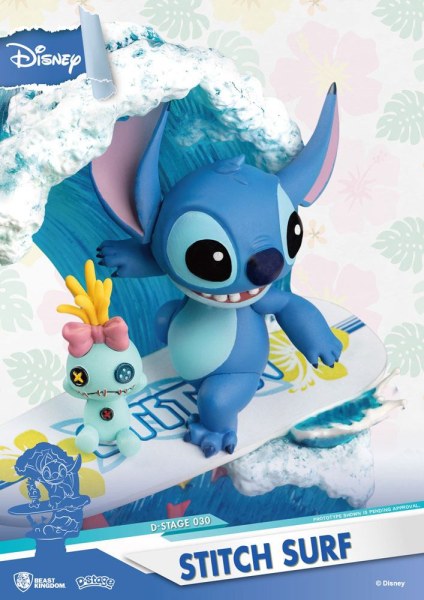 Diorama de PVC de la serie Disney Summer D-Stage Stitch Surf de 15 cm