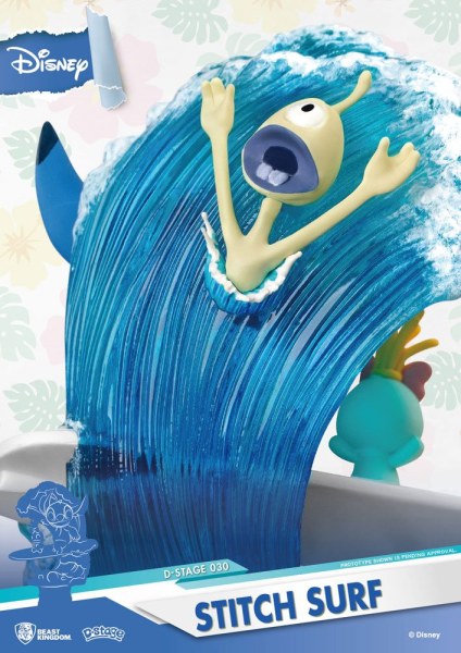 Diorama de PVC de la serie Disney Summer D-Stage Stitch Surf de 15 cm