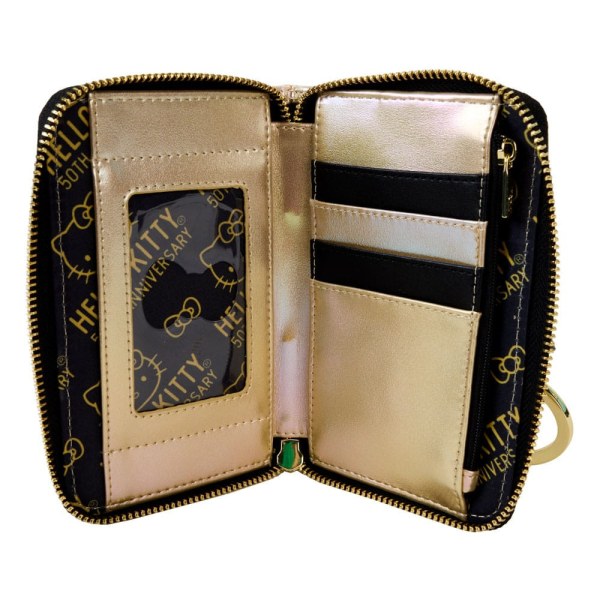 Monedero dorado del 50.º aniversario de Hello Kitty de Loungefly