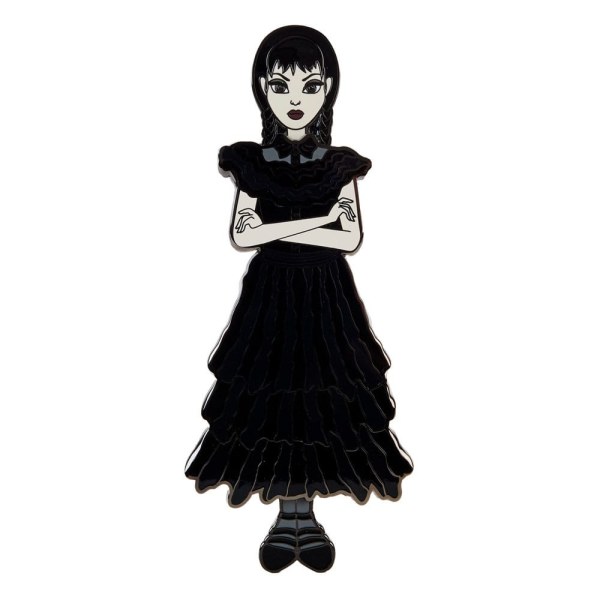 Set de 4 pins esmaltados Wednesday by Loungefly Muñeca de papel Wednesday Addams 3 cm