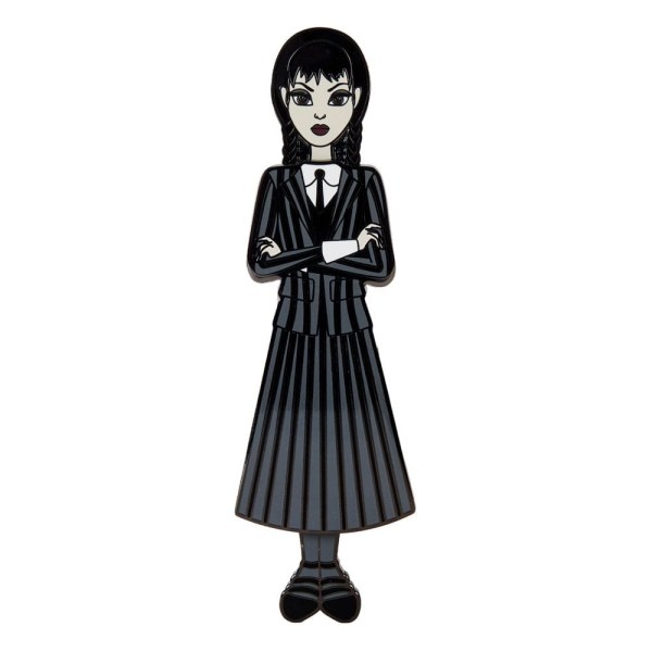 Set de 4 pins esmaltados Wednesday by Loungefly Muñeca de papel Wednesday Addams 3 cm