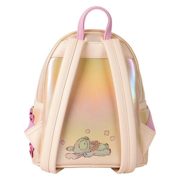 Mini Mochila con corazón de flor de cerezo de Stitch y Ángel - DISNEY LOUNGEFLY