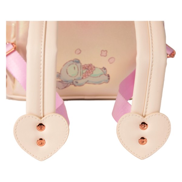 Mini Mochila con corazón de flor de cerezo de Stitch y Ángel - DISNEY LOUNGEFLY