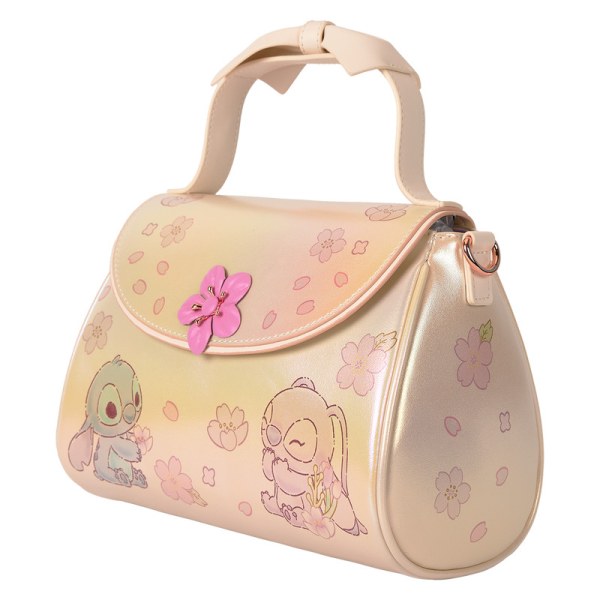 Bolso Bandolera con asa de lazo Stitch & Angel Cherry Blossom - DISNEY LOUNGEFLY