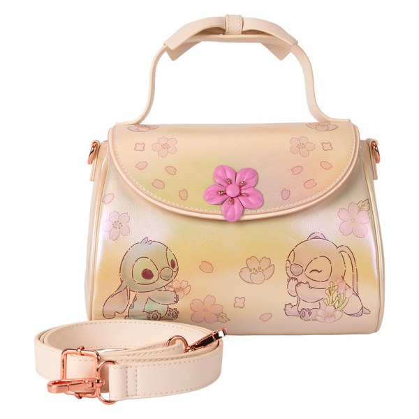 Bolso Bandolera con asa de lazo Stitch & Angel Cherry Blossom - DISNEY LOUNGEFLY