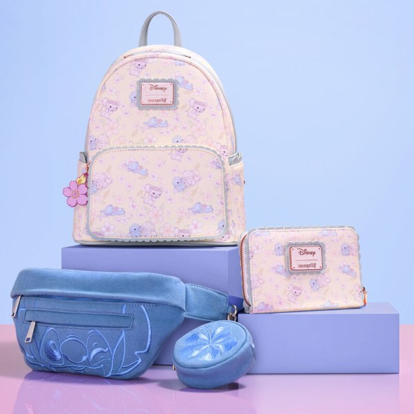 Mini Mochila Stitch y Angel Cherry Blossom - DISNEY LOUNGEFLY