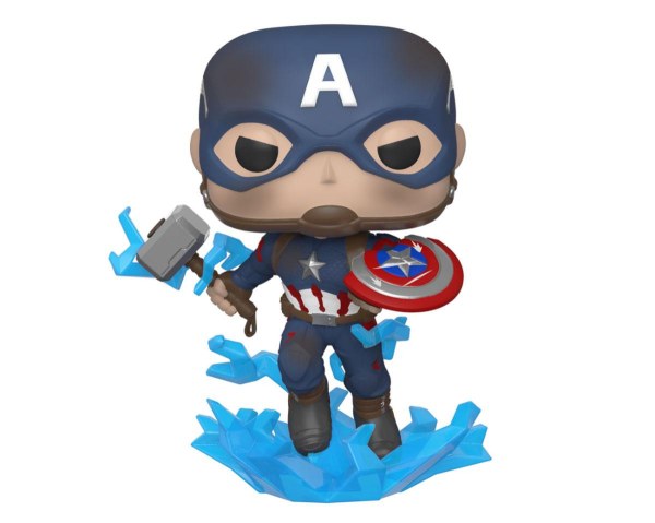 Figura de vinilo Los Vengadores: Endgame POP! 573 Movies Capitán América con escudo roto y Mjölnir 9 cm