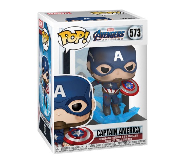 Figura de vinilo Los Vengadores: Endgame POP! 573 Movies Capitán América con escudo roto y Mjölnir 9 cm