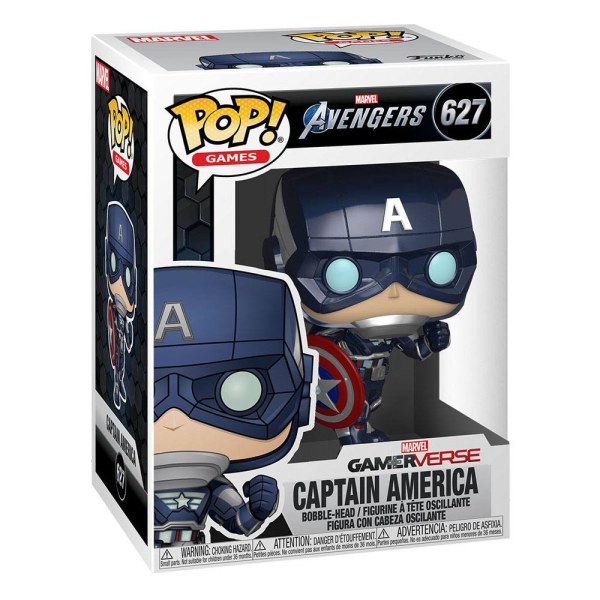 Figura de vinilo POP! 627 Marvel Los Vengadores (videojuego de 2020) Capitán América 9 cm