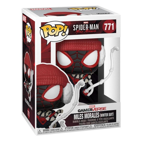 Figura de vinilo de Hombre Araña POP! 771 Juegos de Marvel, Miles Morales, traje de invierno, 9 cm