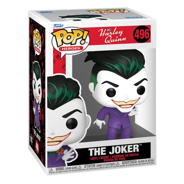 Figura de vinilo de Harley Quinn de la serie animada POP! 496 Heroes El Joker 9 cm