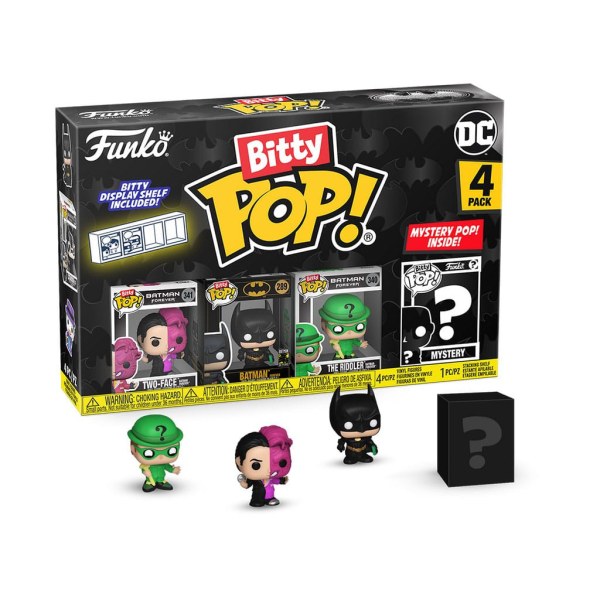 Pack del 85.º aniversario de Batman : ¡4 figuras Bitty POP! Vinilo Dos Caras de 2,5 cm