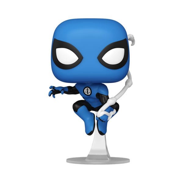 Figura de vinilo Marvel Pop! 1451 Los Cuatro Fantásticos Hombre Araña Traje Azul Edición Especial 10 cm