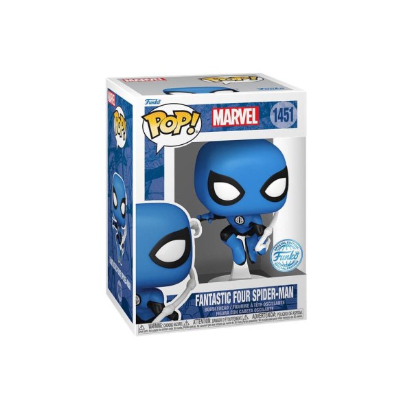 Figura de vinilo Marvel Pop! 1451 Los Cuatro Fantásticos Hombre Araña Traje Azul Edición Especial 10 cm