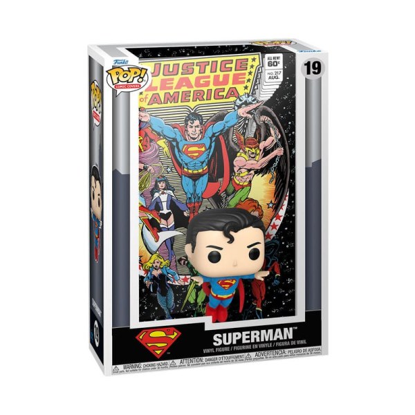 Figura de vinilo de la portada del cómic POP! de DC Comics, Liga de la Justicia de América, Superman , 9 cm