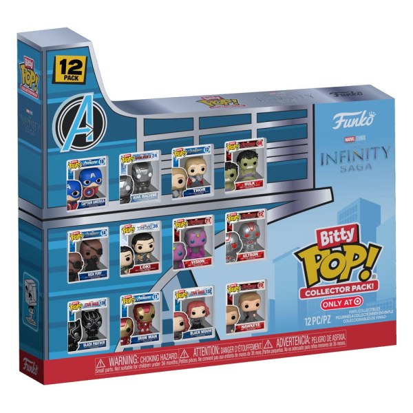 Pack Marvel de 12 figuras Bitty POP. Vinilo Infinity Saga de 2,5 cm.
