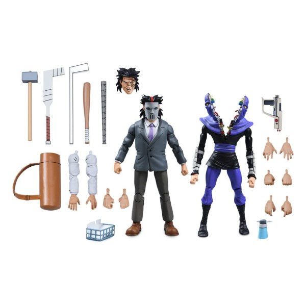 Tortugas Ninja (Dibujos animados) pack 2 figuras Business Suit Casey Jones y Split Foot Soldier 18 cm