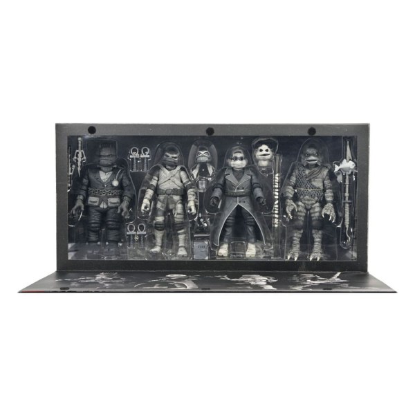 Pack 4 figuras Tortugas Ninja Universal Monsters x Teenage Mutant Ninja Turtles Blanco y Negro 18 cm