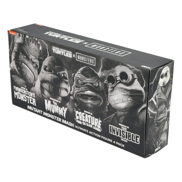 Pack 4 figuras Tortugas Ninja Universal Monsters x Teenage Mutant Ninja Turtles Blanco y Negro 18 cm