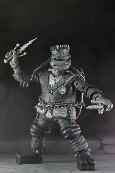 Pack 4 figuras Tortugas Ninja Universal Monsters x Teenage Mutant Ninja Turtles Blanco y Negro 18 cm
