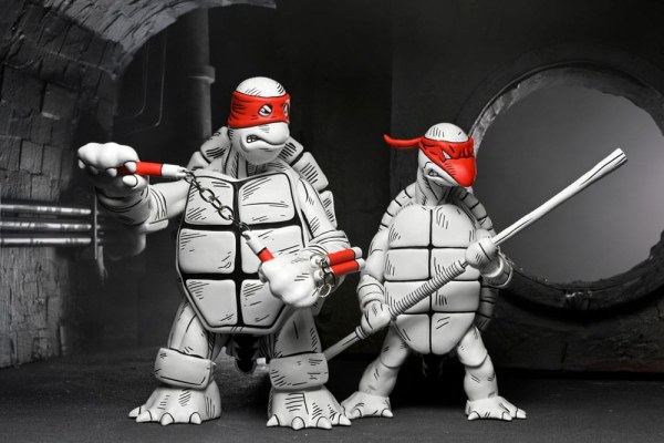 Tortugas Ninja (Mirage Comics) pack de 2 figuras Primeras Tortugas en Blanco y Negro 18 cm